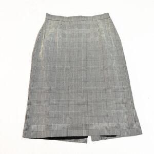 Brooks Brothers Plaid Houndstooth Printed Pencil Skirt Back Slit Size 8
